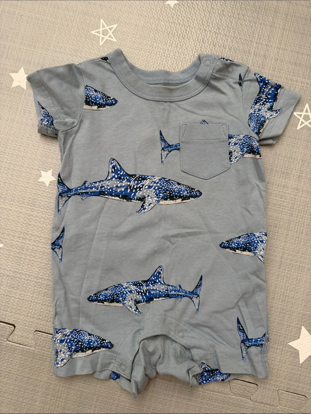 BOGO Tea Collection - Cotton Whale Shark Romper, 6-9 months